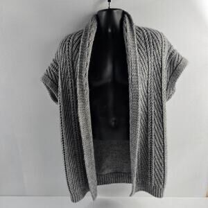Elsamanda Open front cardigan wool alpaca S gray cable knit 6767 made‎ Italy